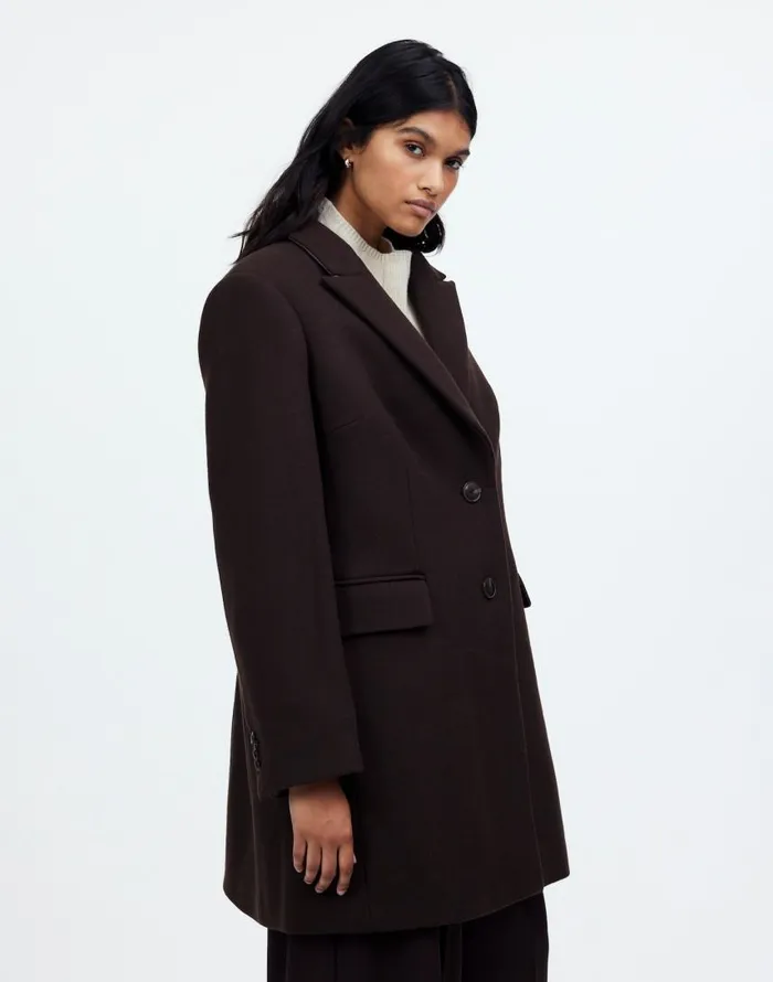 Coats Jackets Women Madewell Plus Blazer Coat In Insuluxe Fabric Hthr Cold Brew