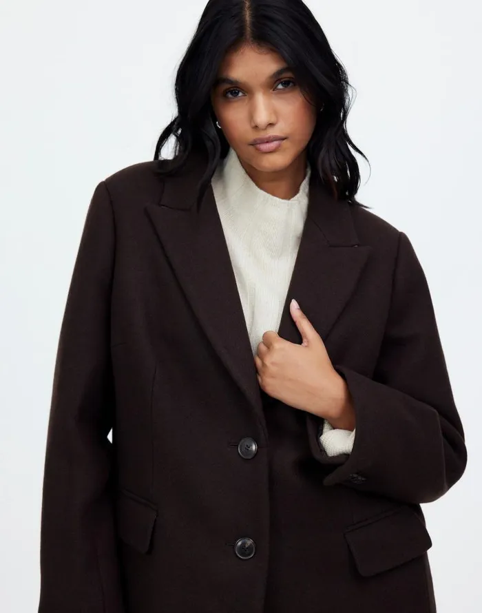 Coats Jackets Women Madewell Plus Blazer Coat In Insuluxe Fabric Hthr Cold Brew