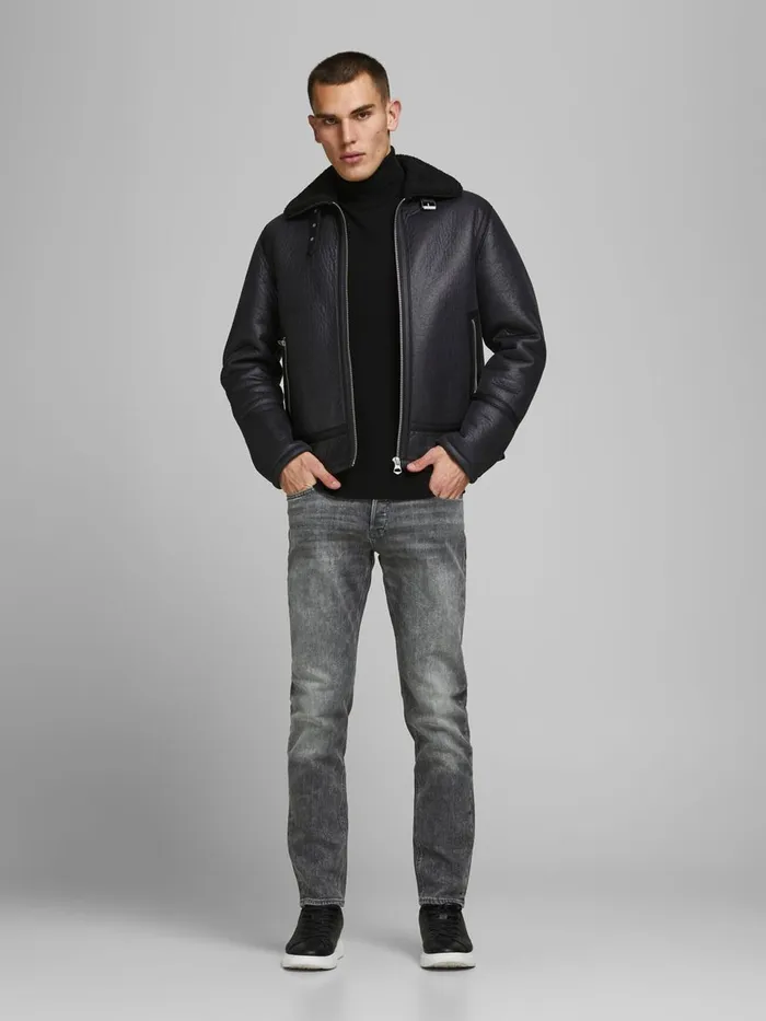 Comfort Jeans JACK and JONES Mens MIKE ORIGINAL AM 248 COMFORT FIT JEANS Grey Black Denim