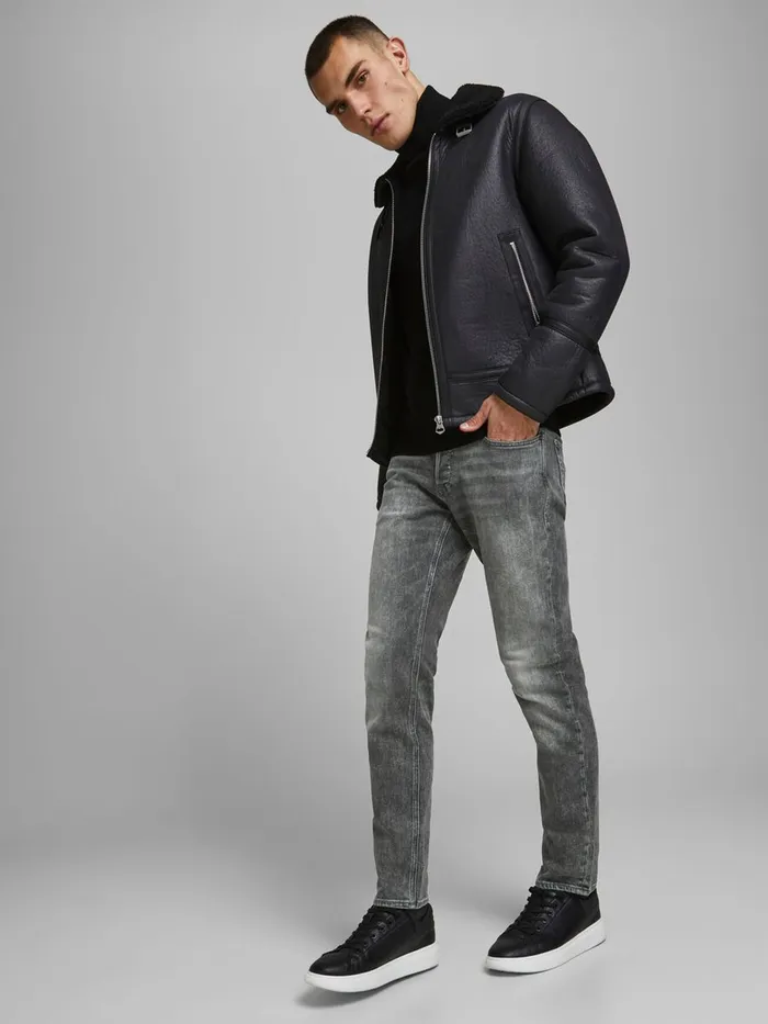 Comfort Jeans JACK and JONES Mens MIKE ORIGINAL AM 248 COMFORT FIT JEANS Grey Black Denim