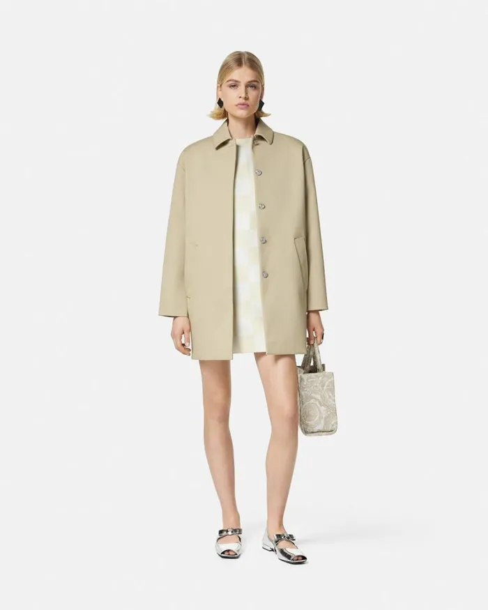 Contrasto Duchesse Shift Mini Dress Beige Women Versace Dresses
