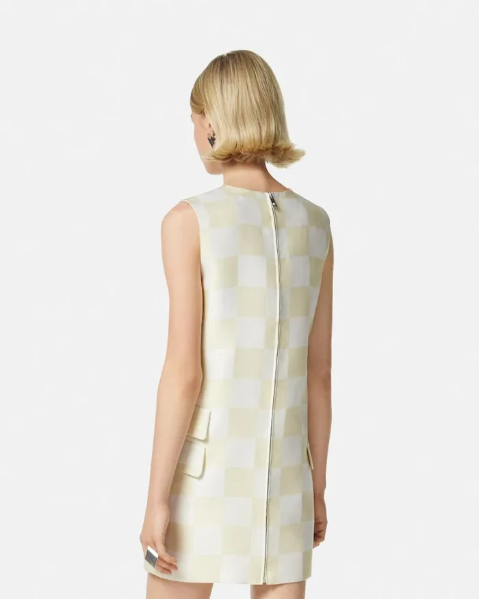 Contrasto Duchesse Shift Mini Dress Beige Women Versace Dresses