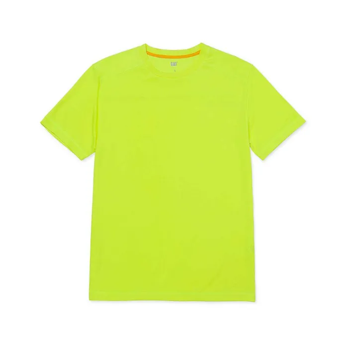 Coolmax Short Sleeve Tee Hivis Yellow Men Cat Footwear Tops and Outerwear