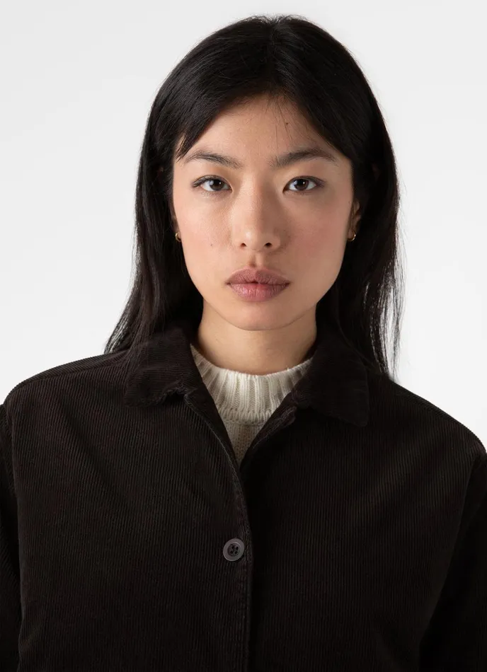 Corduroy Boxy Jacket Coffee Women SUNSPEL Jackets and Coats