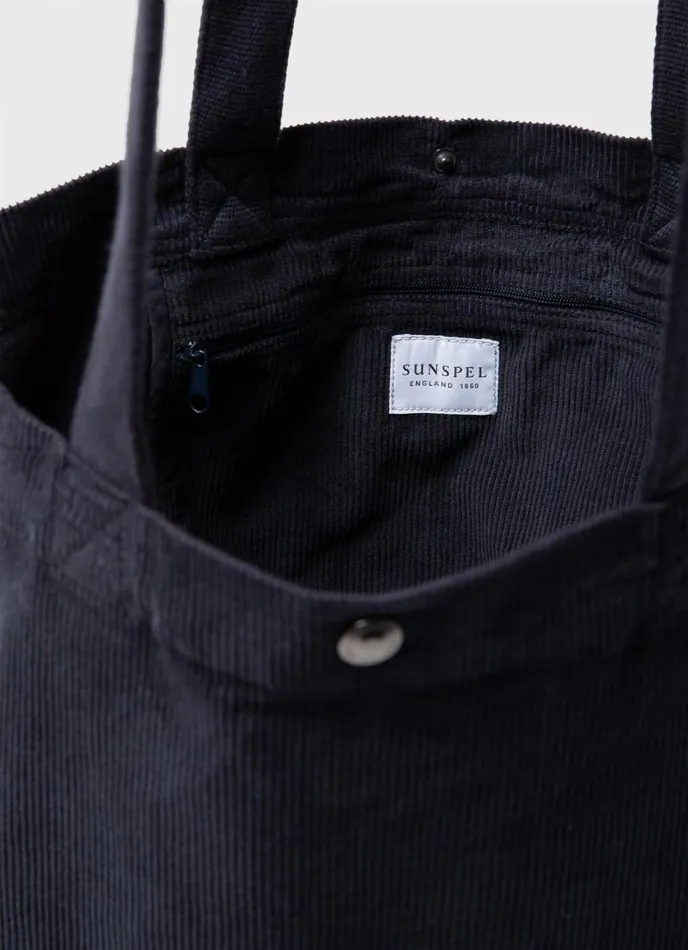 Corduroy Tote Bag Navy Men SUNSPEL Bags and Wallets