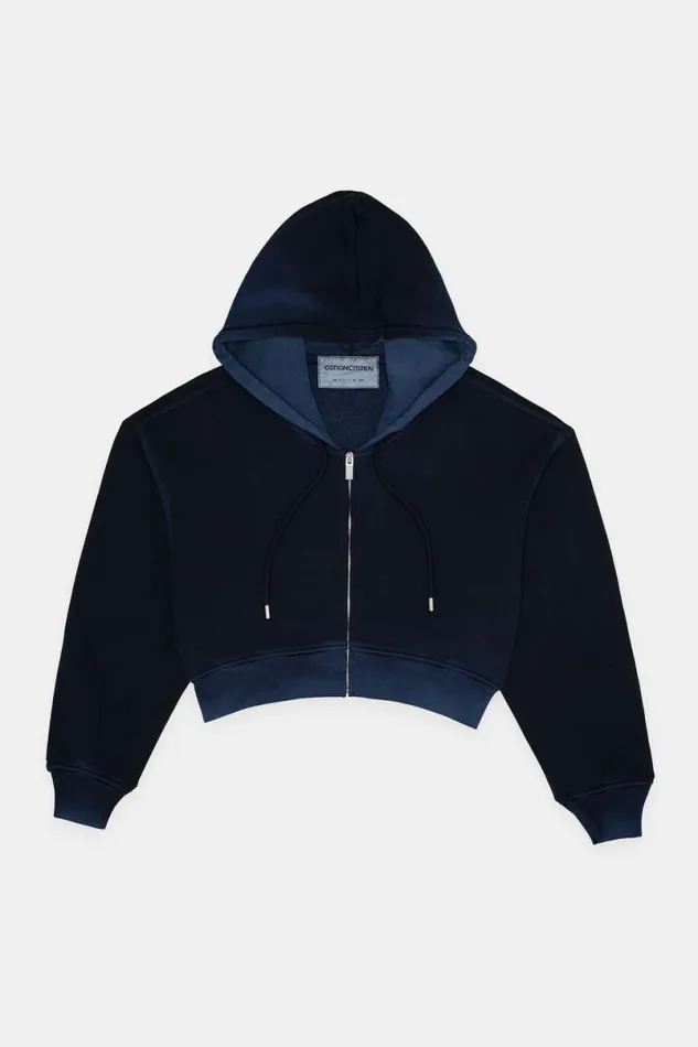 COTTON CITIZEN Boston Crop Hoodie Vintage Navy Women Sweatshirts COTTON CITIZEN Boston Crop Hoodie Vintage Navy Women Sweatshirts