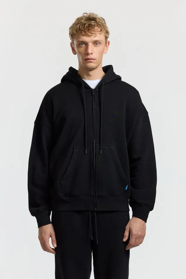 COTTON CITIZEN Boston Zip Hoodie Jet Black Men Sweatshirts COTTON CITIZEN Boston Zip Hoodie Jet Black Men Sweatshirts