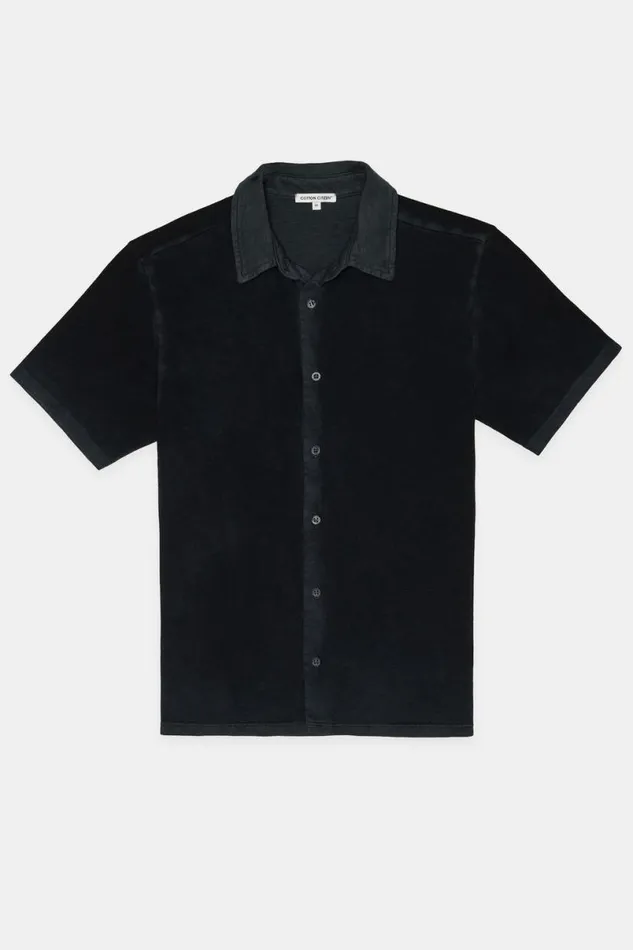 COTTON CITIZEN Presley Short Sleeve Buttondown Vintage Black Men Shirts COTTON CITIZEN Presley Short Sleeve Buttondown Vintage Black Men Shirts
