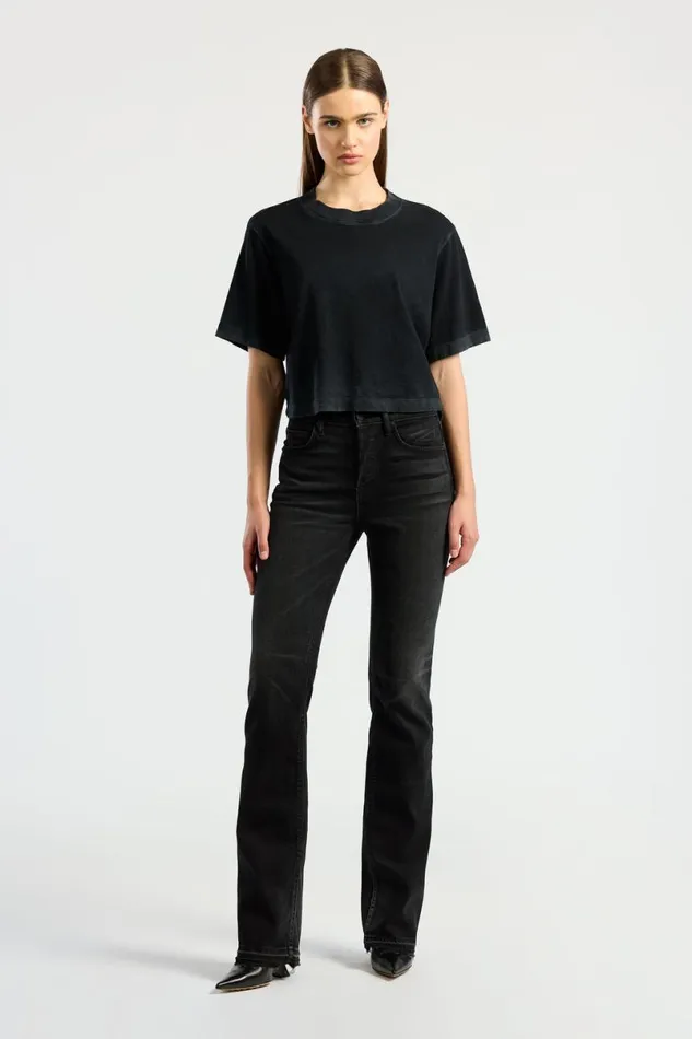 COTTON CITIZEN Tokyo Crop Tee Vintage Black Women Tees COTTON CITIZEN Tokyo Crop Tee Vintage Black Women Tees