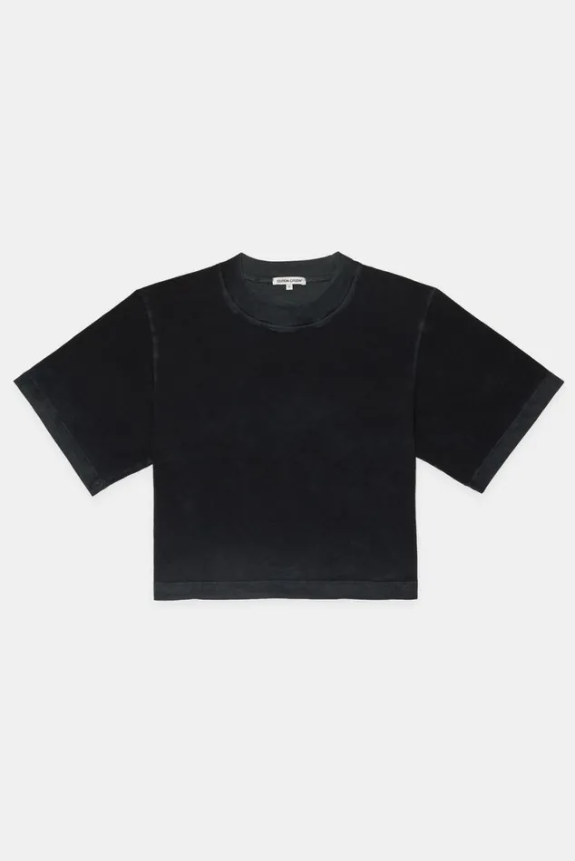 COTTON CITIZEN Tokyo Crop Tee Vintage Black Women Tees COTTON CITIZEN Tokyo Crop Tee Vintage Black Women Tees