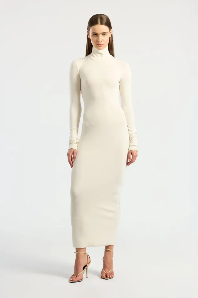 COTTON CITIZEN Verona Turtleneck Maxi Dress Bone Women Dresses Skirts COTTON CITIZEN Verona Turtleneck Maxi Dress Bone Women Dresses Skirts