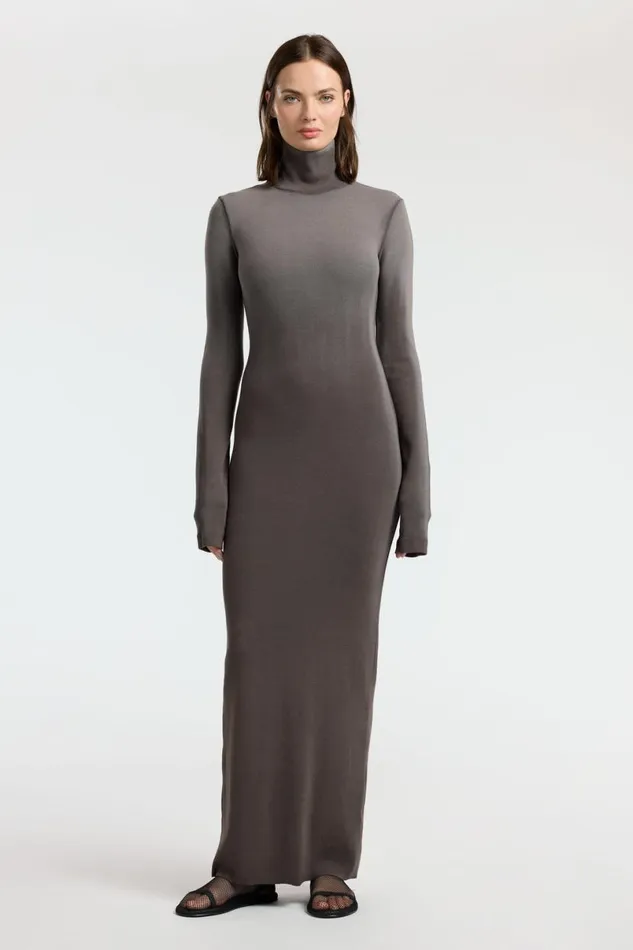 COTTON CITIZEN Verona Turtleneck Maxi Dress Stone Cast Women Dresses Skirts COTTON CITIZEN Verona Turtleneck Maxi Dress Stone Cast Women Dresses Skirts