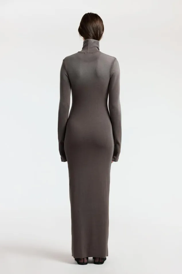 COTTON CITIZEN Verona Turtleneck Maxi Dress Stone Cast Women Dresses Skirts COTTON CITIZEN Verona Turtleneck Maxi Dress Stone Cast Women Dresses Skirts