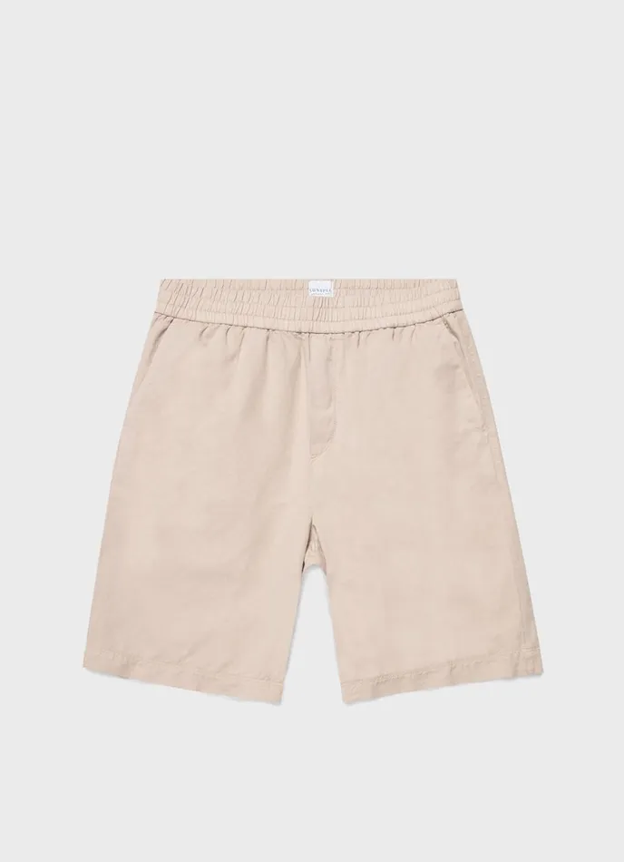 Cotton Linen Drawstring Shorts Light Sand Men SUNSPEL Shorts