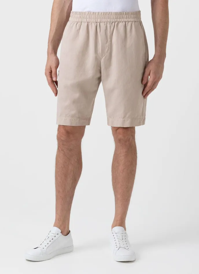 Cotton Linen Drawstring Shorts Light Sand Men SUNSPEL Shorts