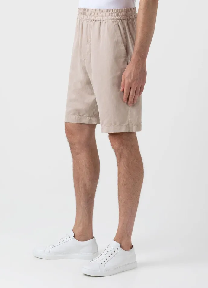 Cotton Linen Drawstring Shorts Light Sand Men SUNSPEL Shorts