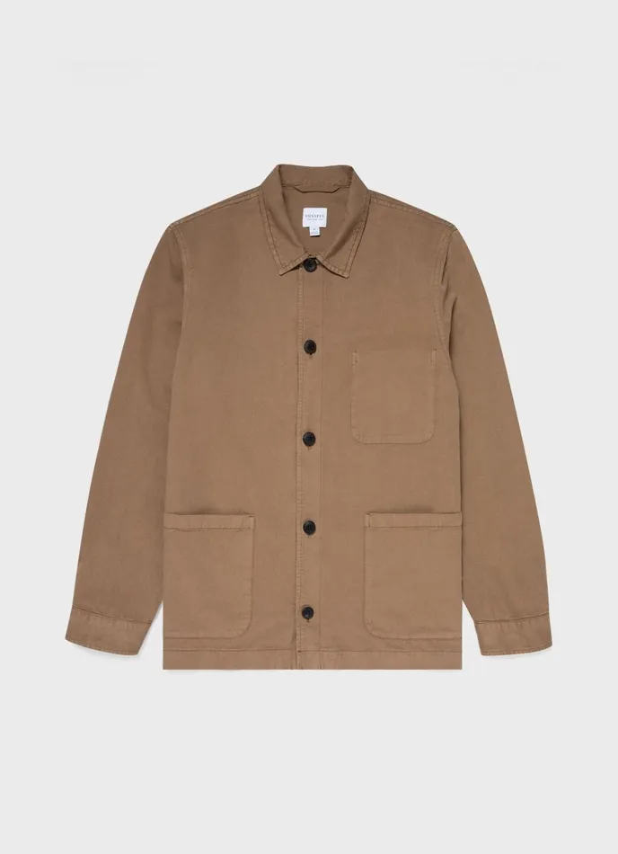 Cotton Linen Twin Pocket Jacket Dark Tan Men SUNSPEL Jackets and Coats