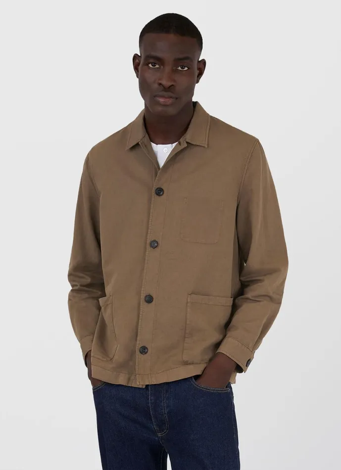 Cotton Linen Twin Pocket Jacket Dark Tan Men SUNSPEL Jackets and Coats