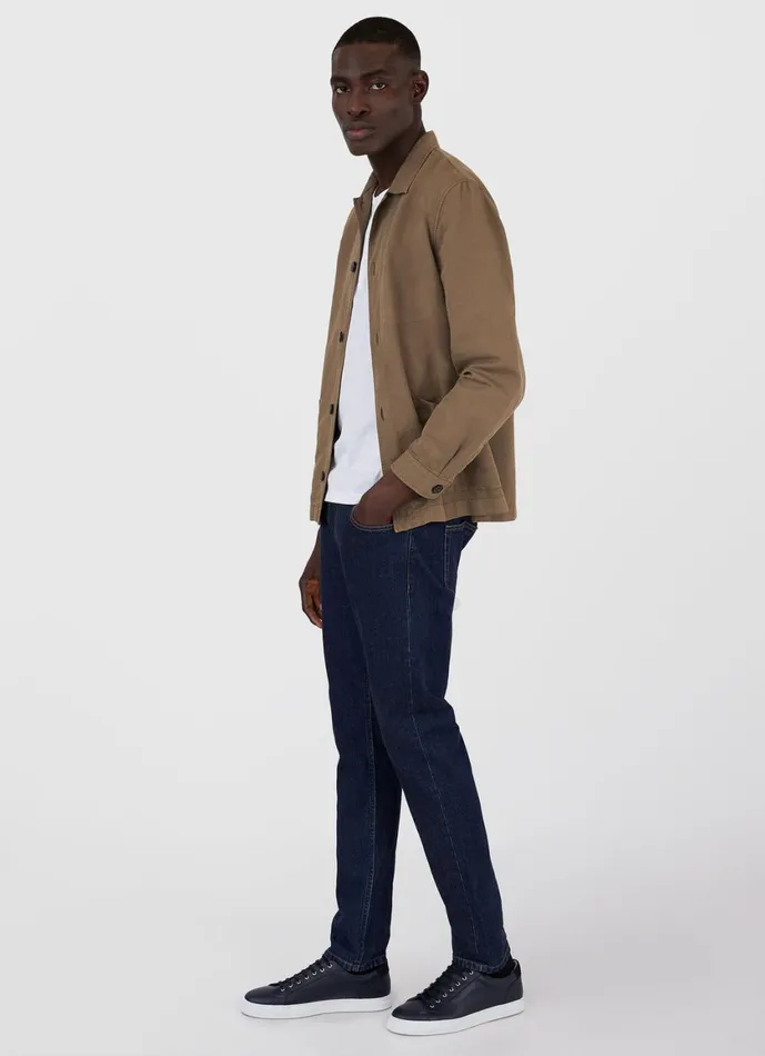 Cotton Linen Twin Pocket Jacket Dark Tan Men SUNSPEL Jackets and Coats