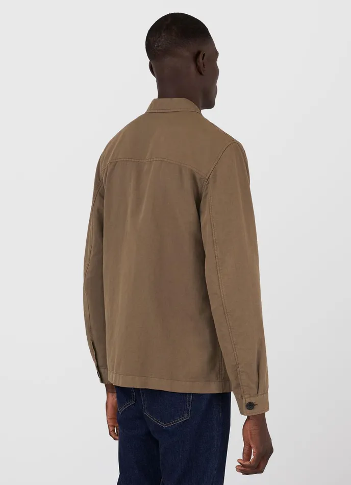 Cotton Linen Twin Pocket Jacket Dark Tan Men SUNSPEL Jackets and Coats