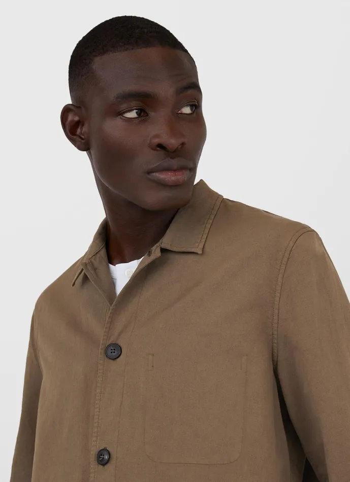 Cotton Linen Twin Pocket Jacket Dark Tan Men SUNSPEL Jackets and Coats