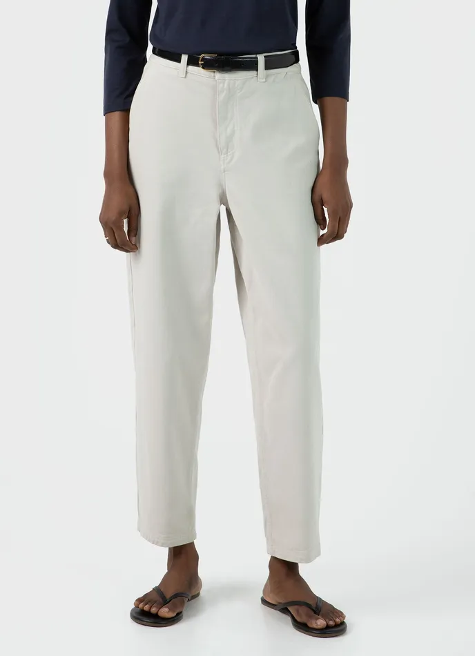 Cotton Tapered Trouser Chalk Pants ussunspel Women Cotton Tapered Trouser Chalk Pants ussunspel Women
