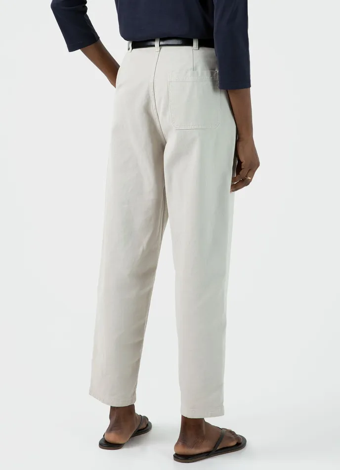 Cotton Tapered Trouser Chalk Pants ussunspel Women Cotton Tapered Trouser Chalk Pants ussunspel Women