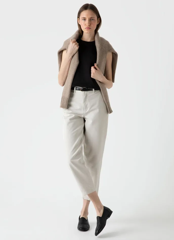 Cotton Tapered Trouser Chalk Women SUNSPEL Pants