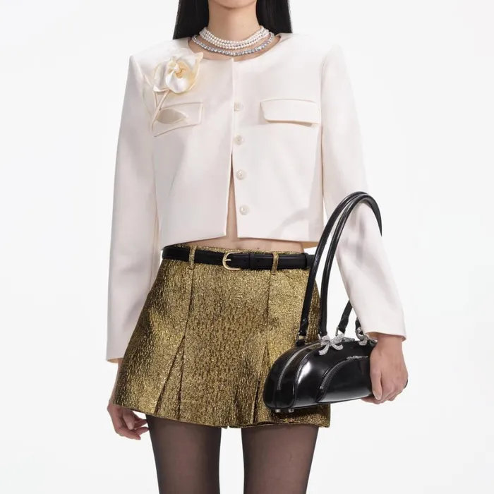 Cream 3D Flower Satin Jacket Women Self Portrait Outerwear Cream 3D Flower Satin Jacket Women Self Portrait Outerwear
