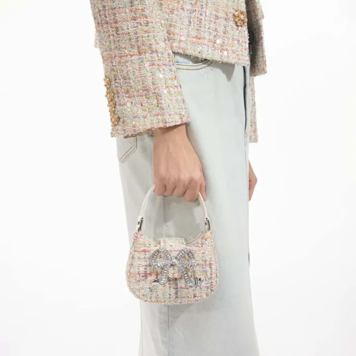 Cream Boucle Micro Bag Women Self Portrait Micro Cream Boucle Micro Bag Women Self Portrait Micro