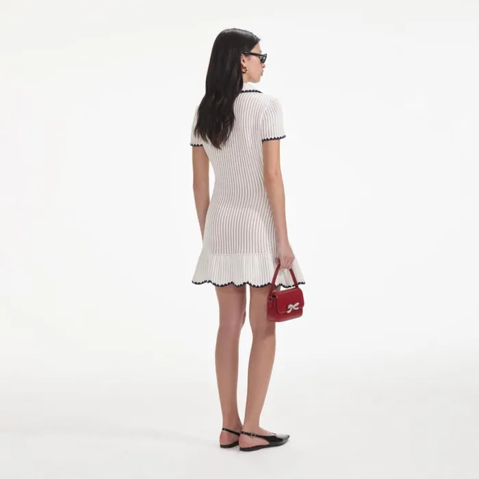 Cream Crochet Collared Mini Dress Women Self Portrait Dresses Cream Crochet Collared Mini Dress Women Self Portrait Dresses