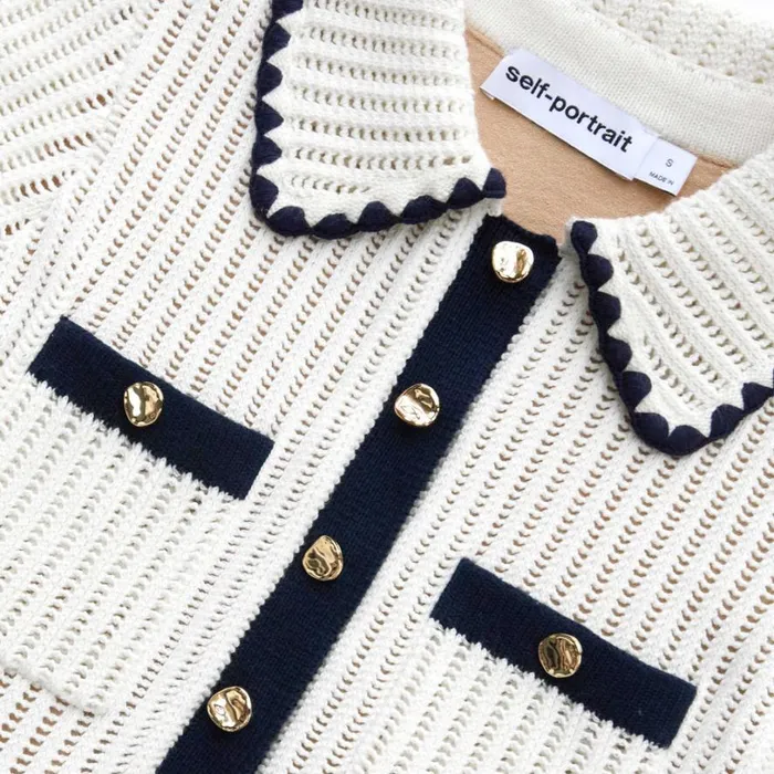 Cream Crochet Collared Mini Dress Women Self Portrait Dresses Cream Crochet Collared Mini Dress Women Self Portrait Dresses