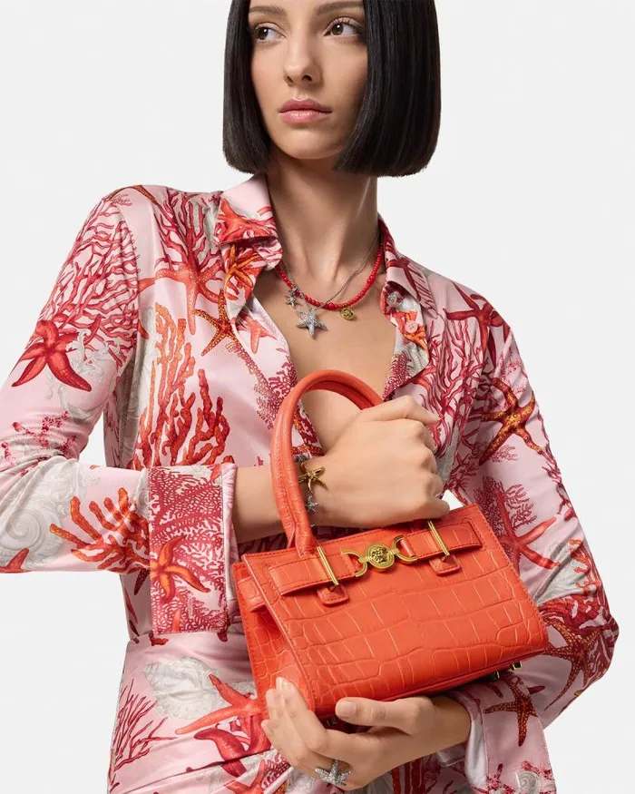 CrocEffect Medusa 03995 Small Tote Bag Coral Women Versace Totes