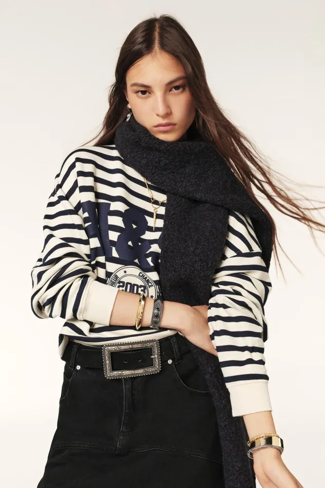 Cropped Sweatshirt Benjamin Blue Women Baandsh Sweaters and Cardigans