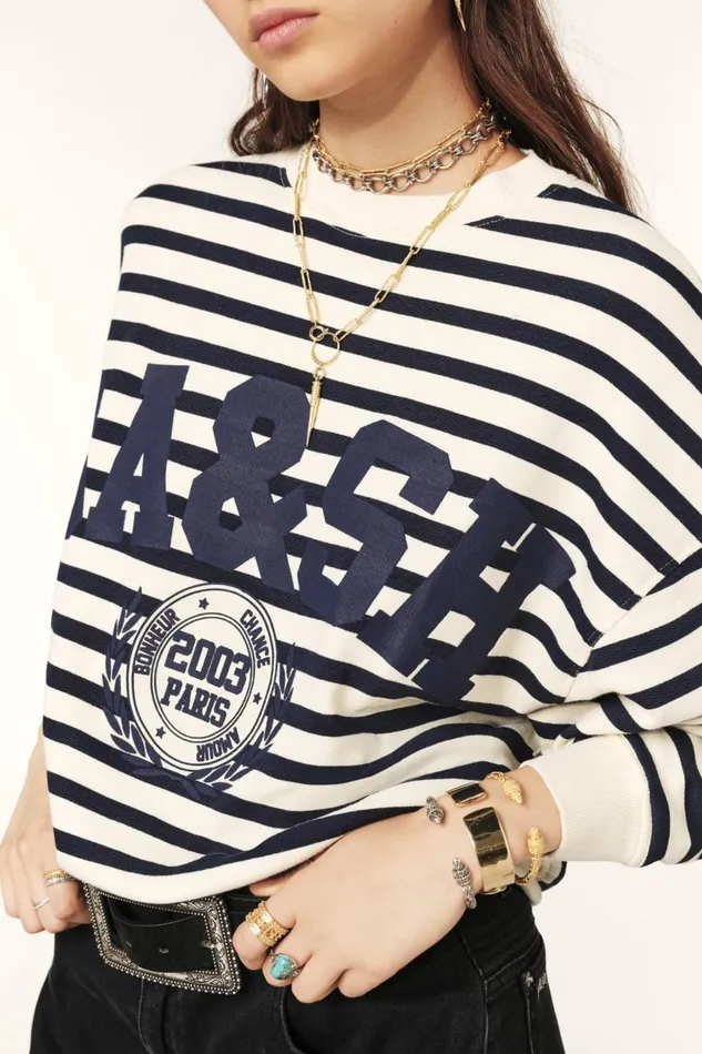 Cropped Sweatshirt Benjamin Blue Women Baandsh Sweaters and Cardigans