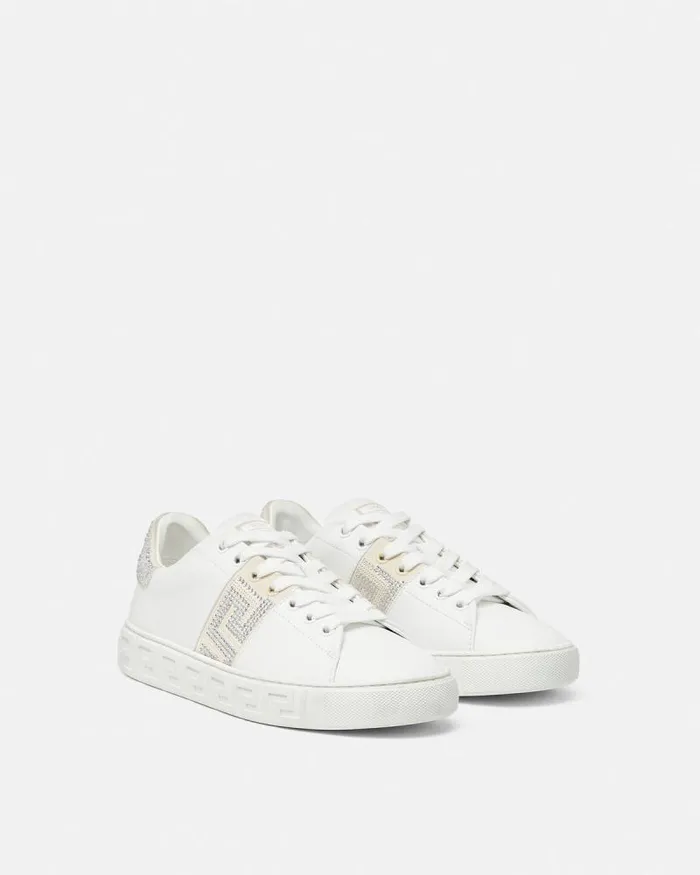 Crystal Greca Sneakers White Women Versace Sneakers