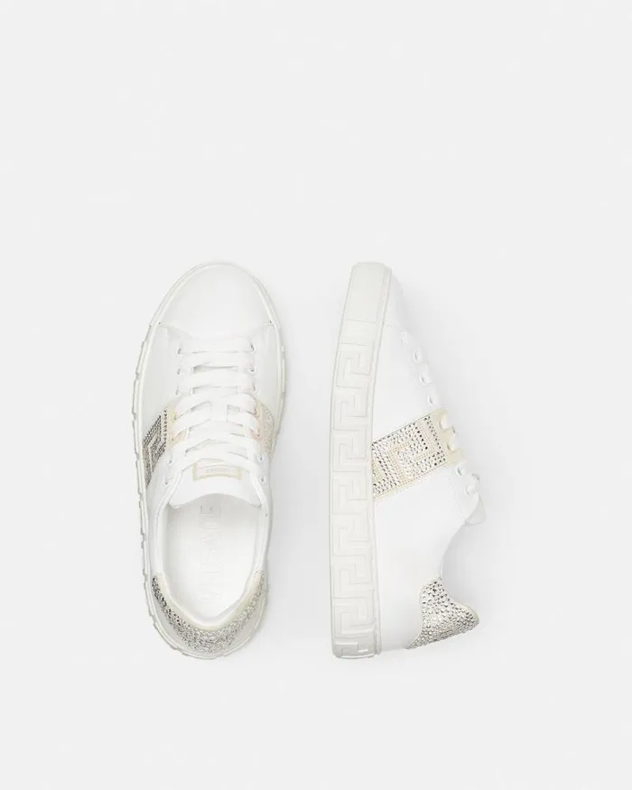 Crystal Greca Sneakers White Women Versace Sneakers