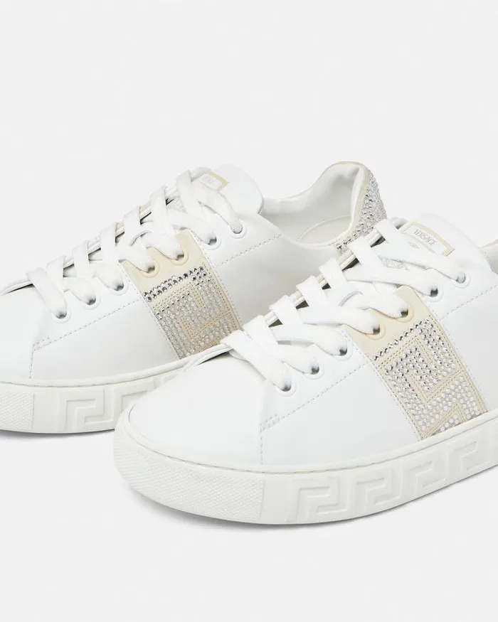 Crystal Greca Sneakers White Women Versace Sneakers