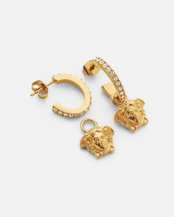 Crystal La Medusa Hoop Earrings Gold WomenMen Versace Earrings