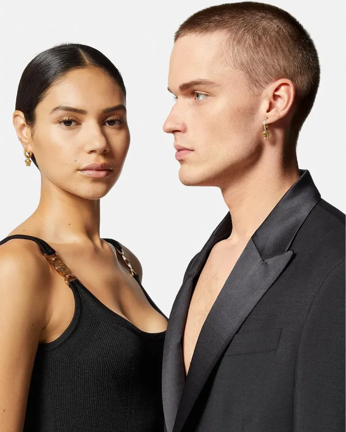 Crystal La Medusa Hoop Earrings Gold WomenMen Versace Earrings