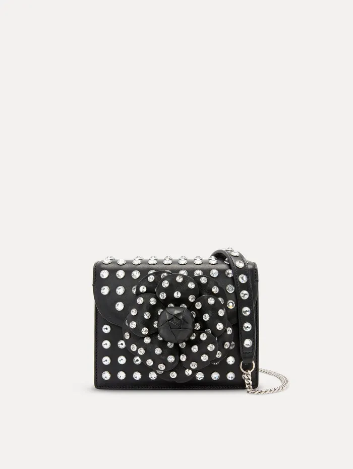 Crystal Stud Mini TRO Bag Black Women Oscar De La Renta Handbags