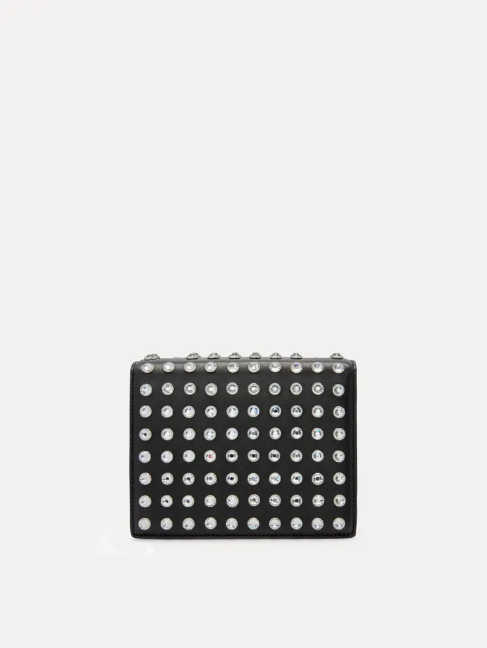 Crystal Stud Mini TRO Bag Black Women Oscar De La Renta Handbags