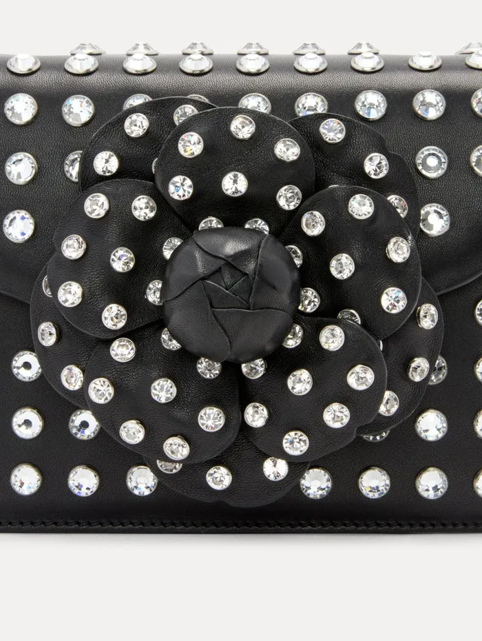 Crystal Stud Mini TRO Bag Black Women Oscar De La Renta Handbags