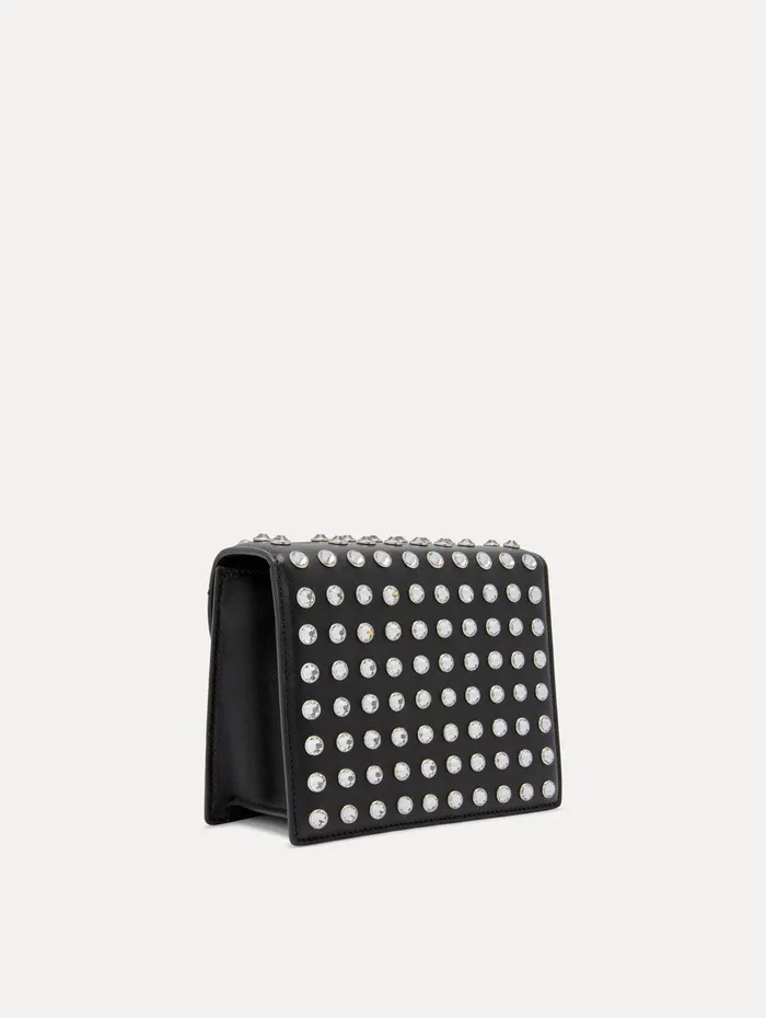 Crystal Stud Mini TRO Bag Black Women Oscar De La Renta Handbags
