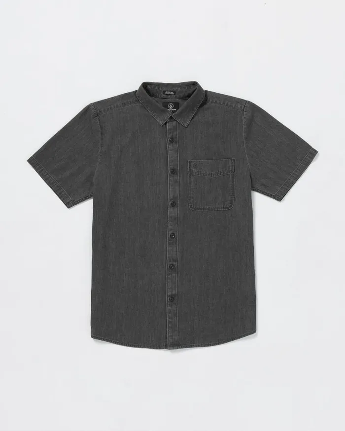 Date Knight Short Sleeve Shirt 8211 Stealth Mens Volcom Shirts and Flannels