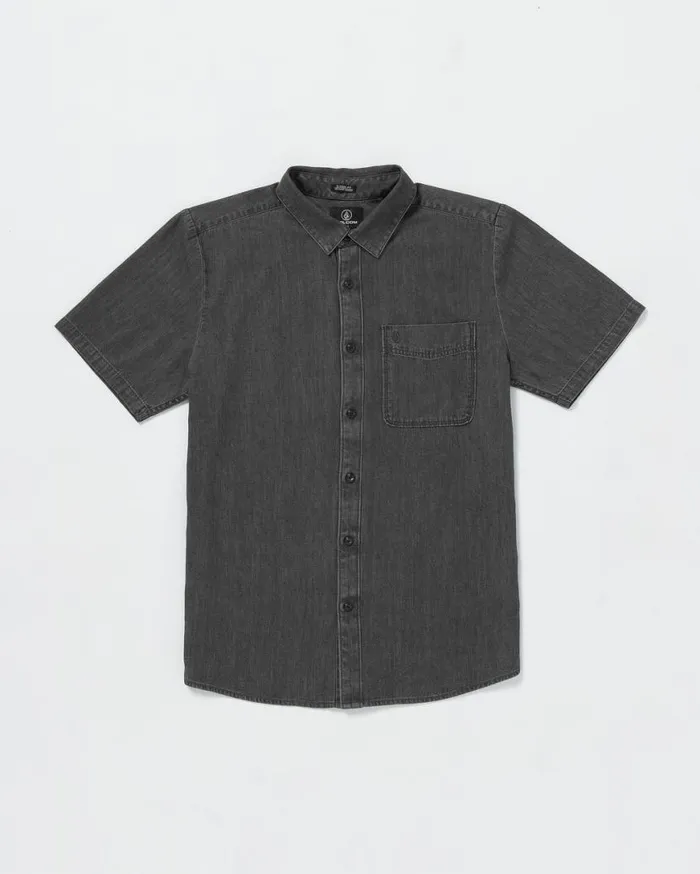 Date Knight Short Sleeve Shirt 8211 Stealth Mens Volcom Shirts and Flannels