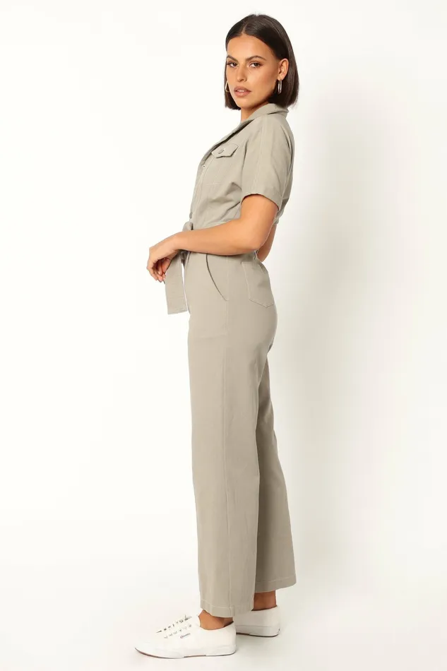 Demi Contrast Stitch Jumpsuit Olive Jumpsuits and Rompers Petal and Pup Women