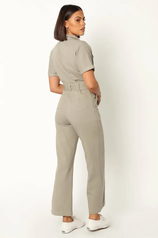 Demi Contrast Stitch Jumpsuit Olive Jumpsuits and Rompers Petal and Pup Women