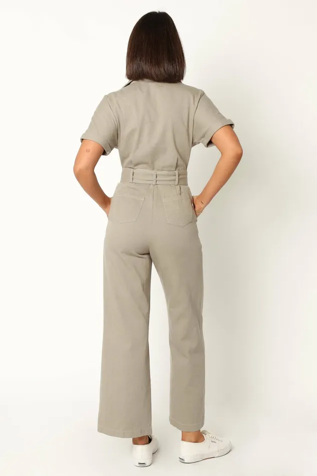 Demi Contrast Stitch Jumpsuit Olive Jumpsuits and Rompers Petal and Pup Women