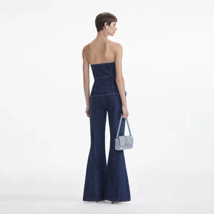 Denim Bandeau Jumpsuit Women Self Portrait Dresses